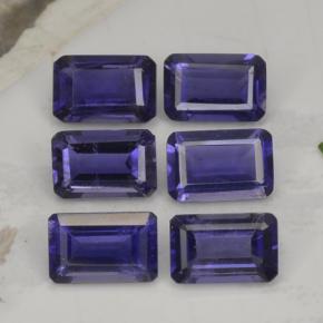 Gemas de iolita azul natural de 2,88 ct, corte esmeralda, VS