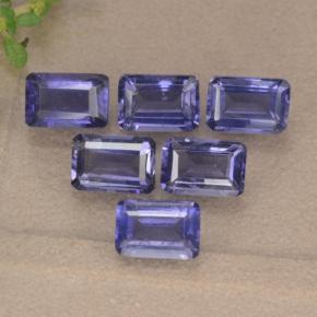 Gemas de iolita azul natural de 3,13 ct, corte esmeralda, VS