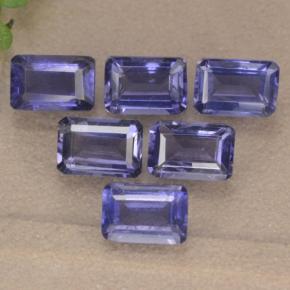 Gemas de iolita azul natural de 3,13 ct, corte esmeralda, VS