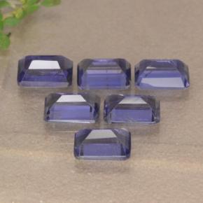 Gemas de iolita azul natural de 3,13 ct, corte esmeralda, VS