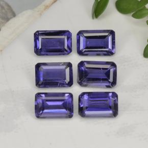 Gemas de iolita azul natural de 2,97 ct, corte esmeralda, VS