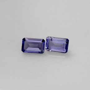 Gemas de iolita azul natural de  ct, corte esmeralda, VS