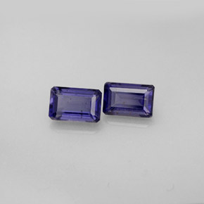 Gemas de iolita azul natural de  ct, corte esmeralda, VS