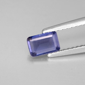 Iolita azul natural de 0,36 ct, corte esmeralda, VS