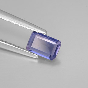 Iolita azul natural de 0,36 ct, corte esmeralda, VS