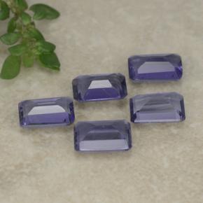 Gemas de iolita violeta natural de 2,06 ct, corte esmeralda, VS