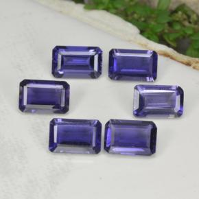 Gemas de iolita azul natural de 2,68 ct, corte esmeralda, VS