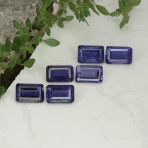 Gemas de iolita azul natural de 3,11 ct, corte esmeralda, VS