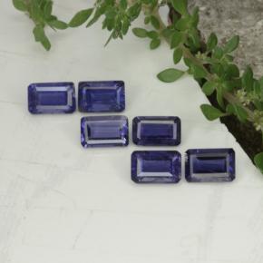 Gemas de iolita azul natural de 3,11 ct, corte esmeralda, VS