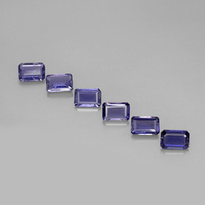 Gemas de iolita violeta natural de 2,70 ct, corte esmeralda, VS