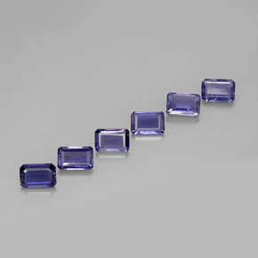 Gemas de iolita violeta natural de 2,70 ct, corte esmeralda, VS