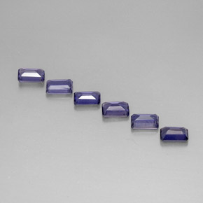 Gemas de iolita violeta natural de 2,70 ct, corte esmeralda, VS