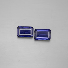 Gemas de iolita azul natural de  ct, corte esmeralda, VS