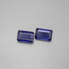 Gemas de iolita azul natural de  ct, corte esmeralda, VS