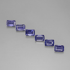 Gemas de iolita azul natural de 3,08 ct, corte esmeralda, VS