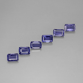 Gemas de iolita azul natural de 3,08 ct, corte esmeralda, VS