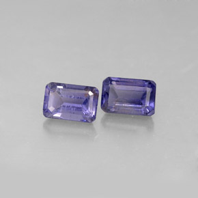 Gemas de iolita azul natural de  ct, corte esmeralda, VS