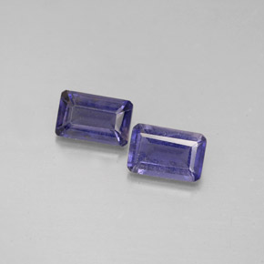 Gemas de iolita azul natural de  ct, corte esmeralda, VS