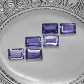 Gemas de iolita violeta natural de 3,04 ct, corte esmeralda, VS