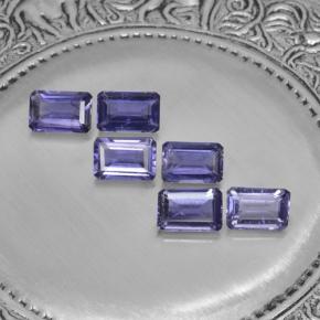 Gemas de iolita violeta natural de 3,04 ct, corte esmeralda, VS