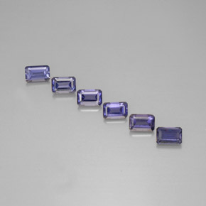 Gemas de iolita azul natural de 3,16 ct, corte esmeralda, VS