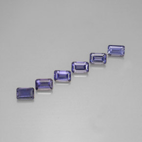Gemas de iolita azul natural de 3,16 ct, corte esmeralda, VS
