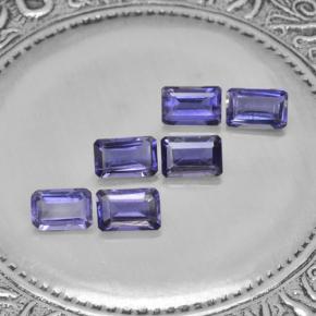 Gemas de iolita violeta natural de 2,88 ct, corte esmeralda, VS