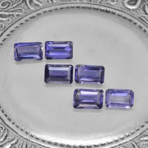 Gemas de iolita violeta natural de 2,88 ct, corte esmeralda, VS