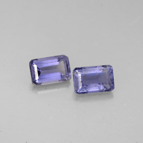 Gemas de iolita azul natural de  ct, corte esmeralda, VS