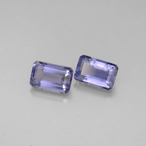 Gemas de iolita azul natural de  ct, corte esmeralda, VS