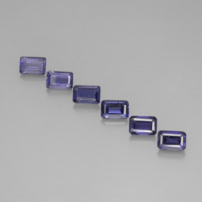 Gemas de iolita azul natural de 3,33 ct, corte esmeralda, VS