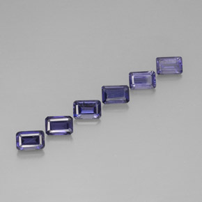 Gemas de iolita azul natural de 3,33 ct, corte esmeralda, VS