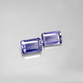 Gemas de iolita azul natural de  ct, corte esmeralda, VS