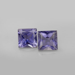 Gemas de iolita azul natural de  ct, cuadrado, VS