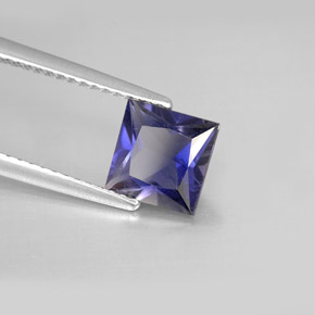 Iolita azul natural de 1,20 ct, cuadrado, VS