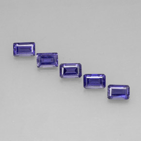 Gemas de iolita azul natural de  ct, corte esmeralda, VVS-VS