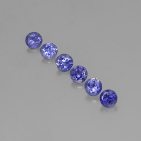 Gemas de iolita azul natural de  ct, corte redondo, VVS-VS