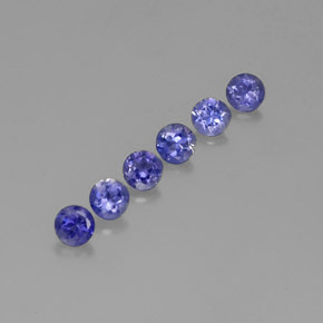 Gemas de iolita azul natural de  ct, corte redondo, VVS-VS