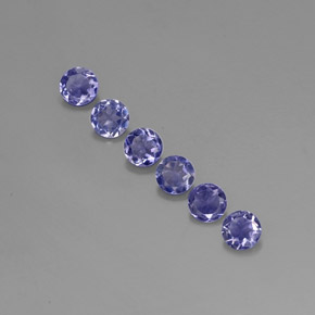 Gemas de iolita azul natural de  ct, corte redondo, VVS-VS