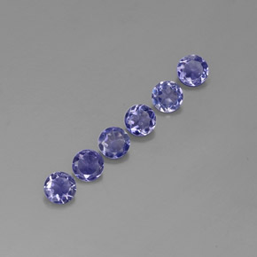 Gemas de iolita azul natural de  ct, corte redondo, VVS-VS