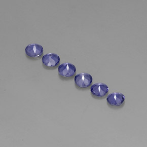 Gemas de iolita azul natural de  ct, corte redondo, VVS-VS