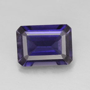Iolita azul natural de 1,23 ct, corte esmeralda, VS