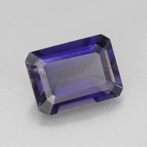 Iolita azul natural de 1,23 ct, corte esmeralda, VS