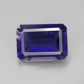 Iolita azul natural de 1,08 ct, corte esmeralda, VVS-VS