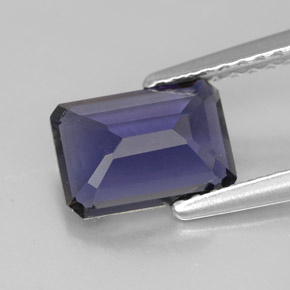 Iolita azul natural de 1,08 ct, corte esmeralda, VVS-VS