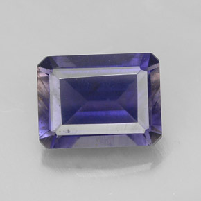 Iolita azul natural de 1,53 ct, corte esmeralda, VS