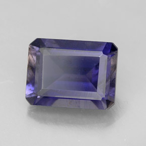 Iolita azul natural de 1,53 ct, corte esmeralda, VS