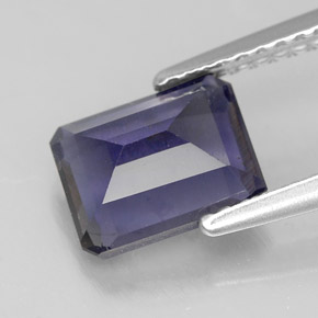 Iolita azul natural de 1,53 ct, corte esmeralda, VS