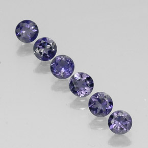 Gemas de iolita azul natural de  ct, corte redondo, VVS-VS