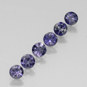 Gemas de iolita azul natural de  ct, corte redondo, VVS-VS